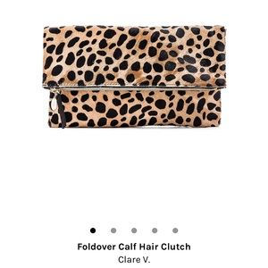 Claire v fold over clutch leopard